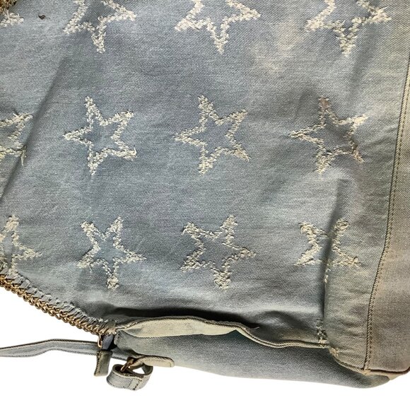 INC Kadi Twill Distressed Denim Light Blue Embellished Tote Satchel Bag - Picture 9 of 12